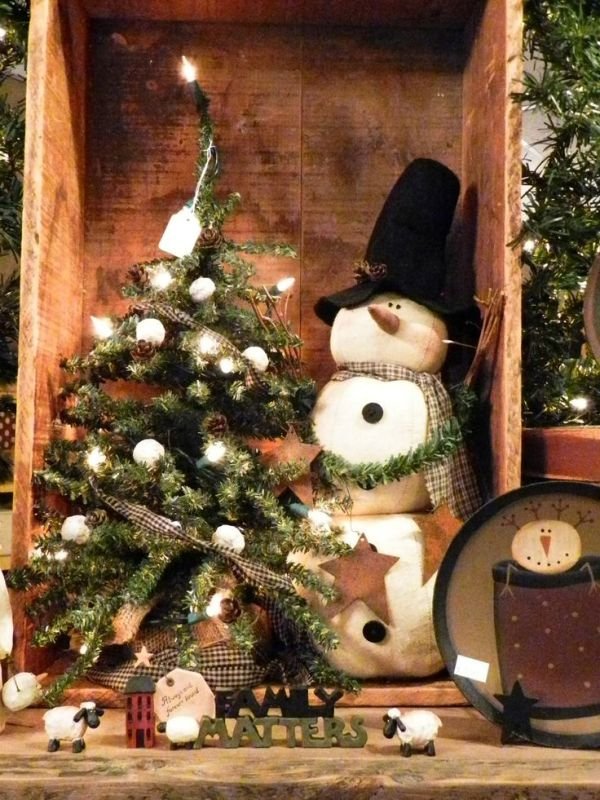25 Beautiful Primitive Christmas Tree Decorations Ideas - MagMent
