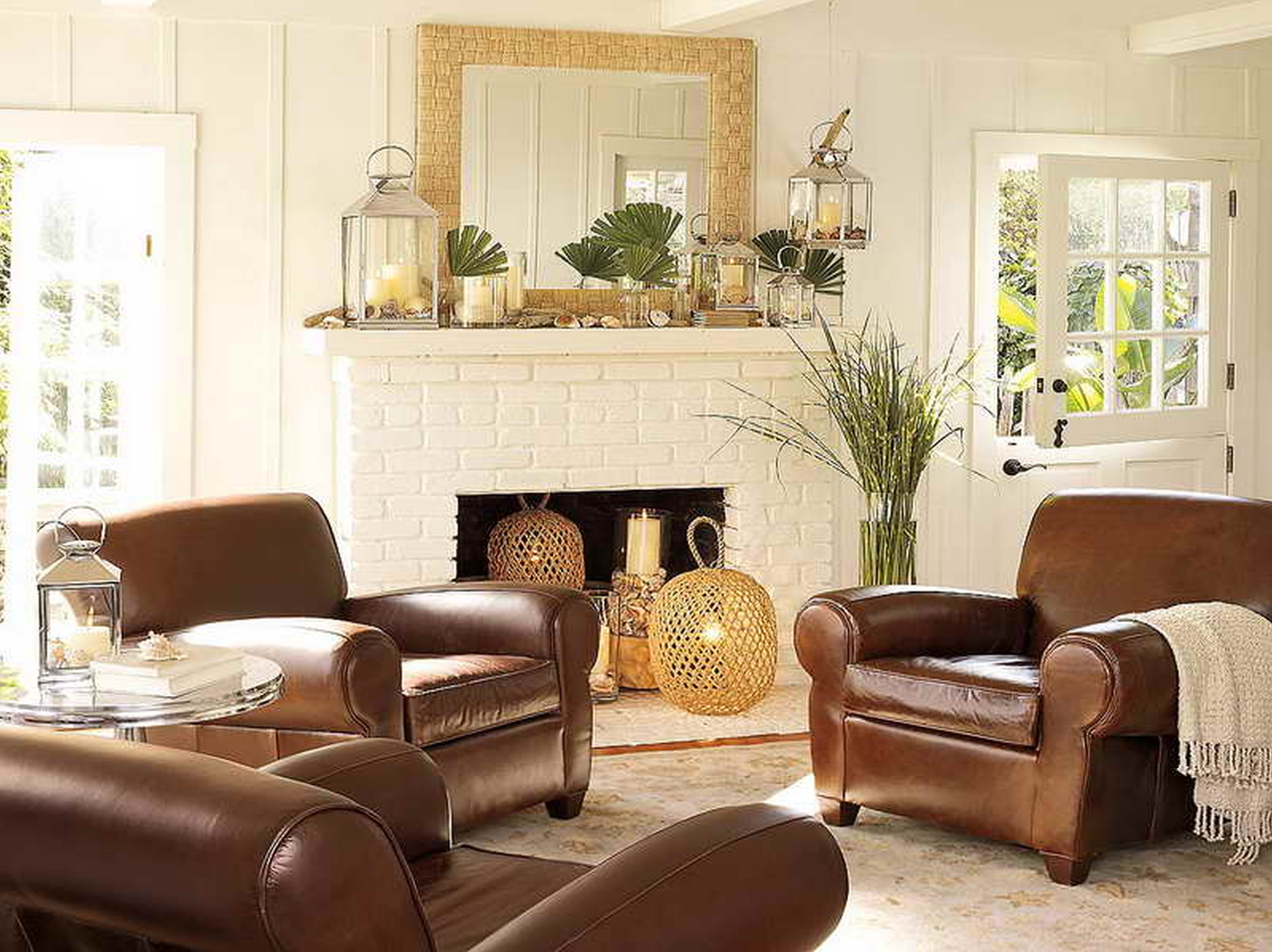decor brown decorating furniture inexpensive color leather living sofa walls room dark fireplace good decoration rooms paint colors designs mantel